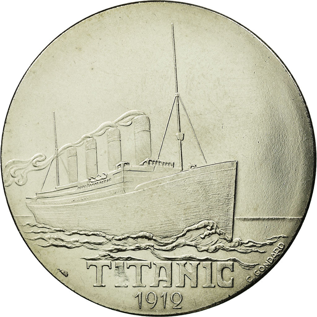Francia, medaglia, Les Grands Transatlantiques, Titanic, C. Gondard, FDC, Nichel