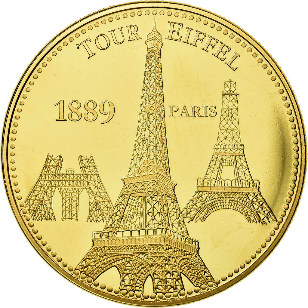 France, Medal, Paris - La Tour Eiffel, MS(65-70), Copper-Nickel Gilt
