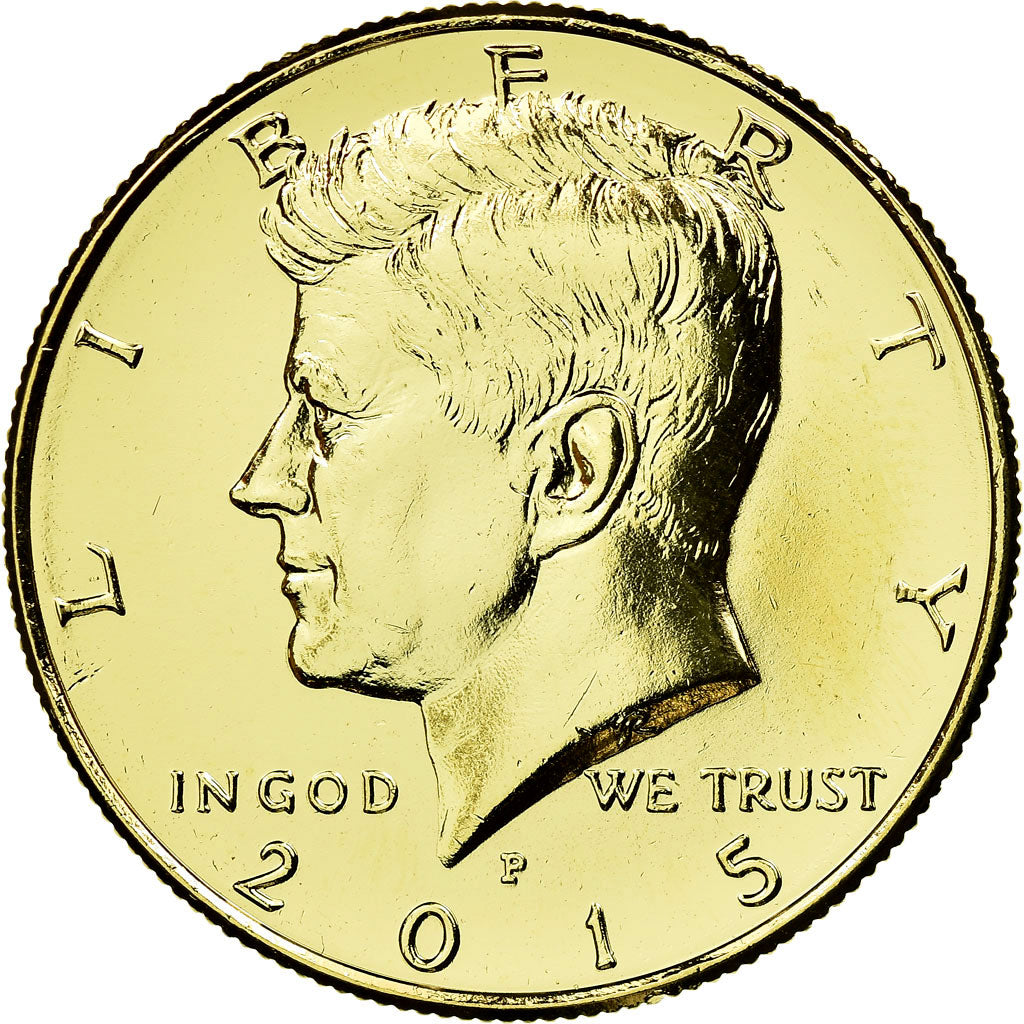 France, Medal, Reproduction Half Dollar Liberty 2015, MS(65-70), Copper Gilt