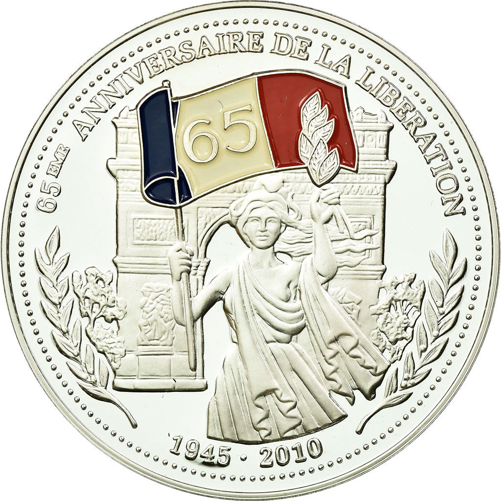 Francia, medaglia, 65ème Anniversaire de la Libération, 2010, FDC, Argento