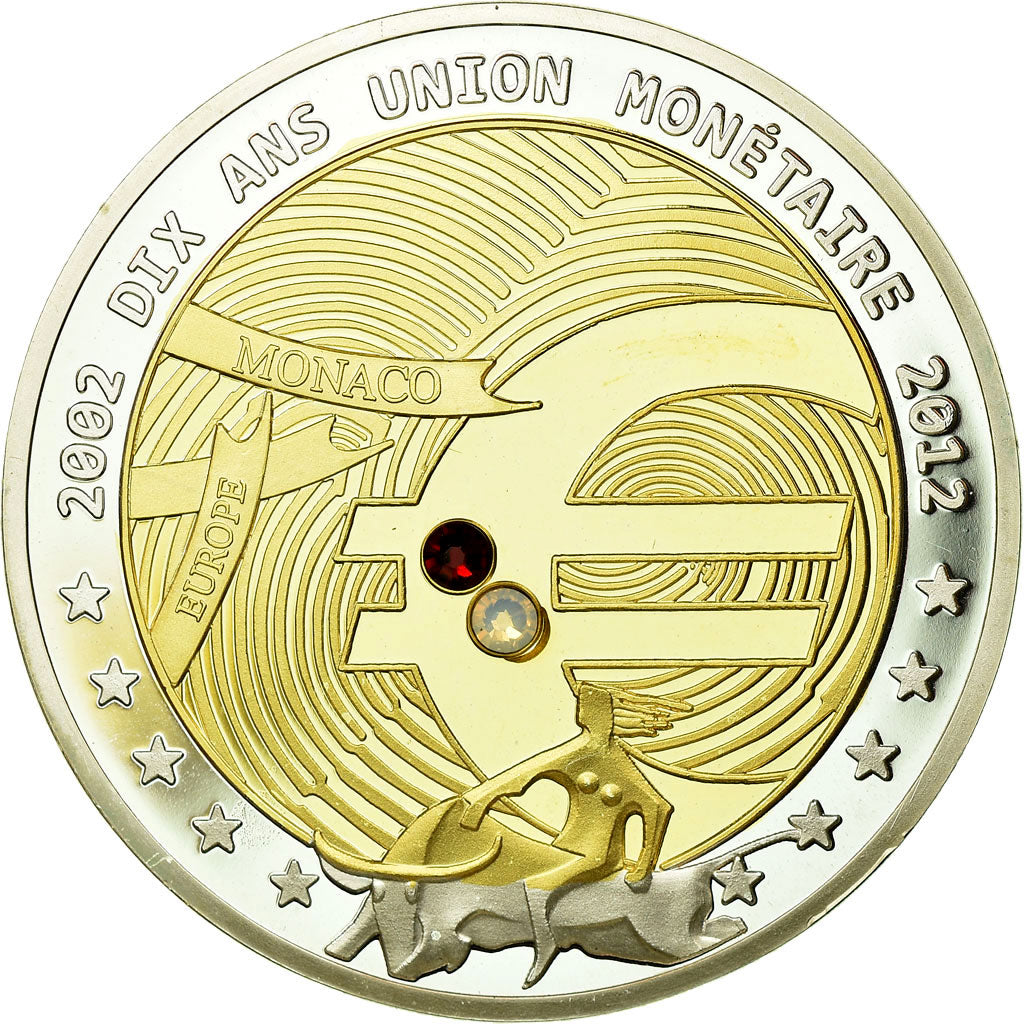 Monaco, Médaille, Europe, Les 10 Ans de l'Union Monétaire, 2012, FDC, Cuivre