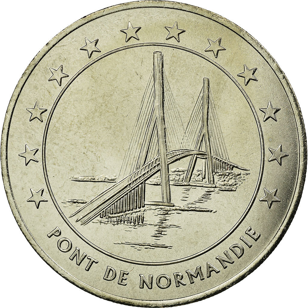 Francia, medaglia, 3 Euro Ville du Havre, Pont de Normandie, 1996, FDC