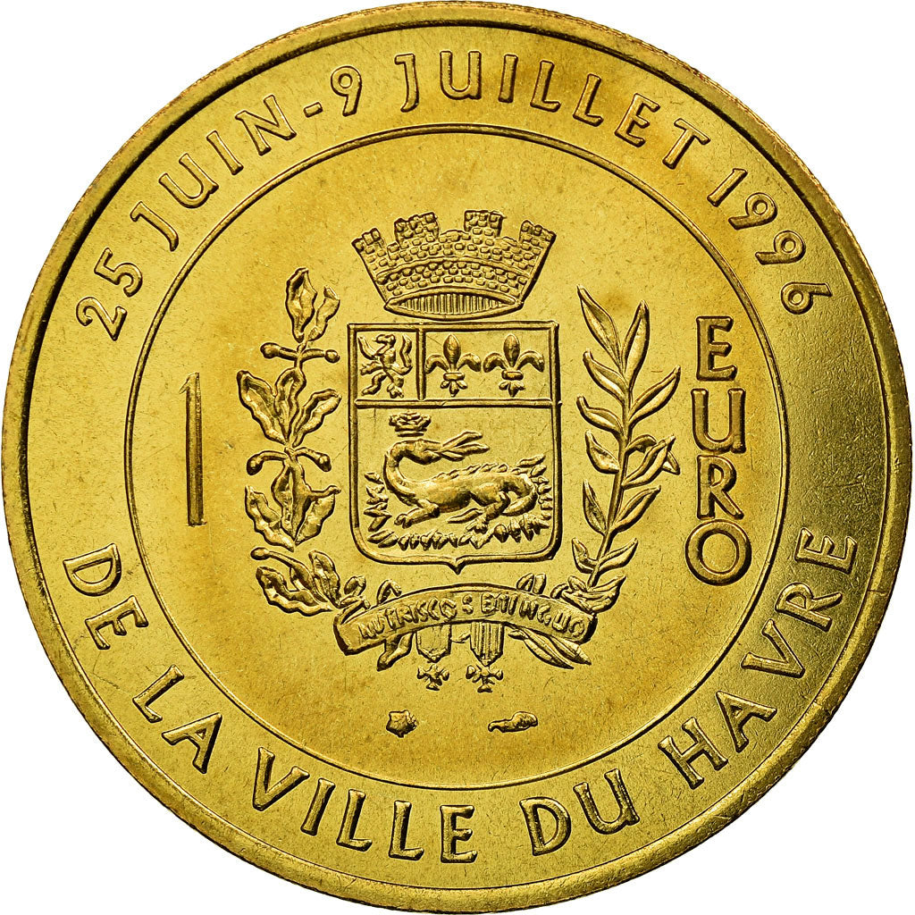France, Medal, 1 Euro de la Ville du Havre, Pont de Normandie, 1996, MS(64)