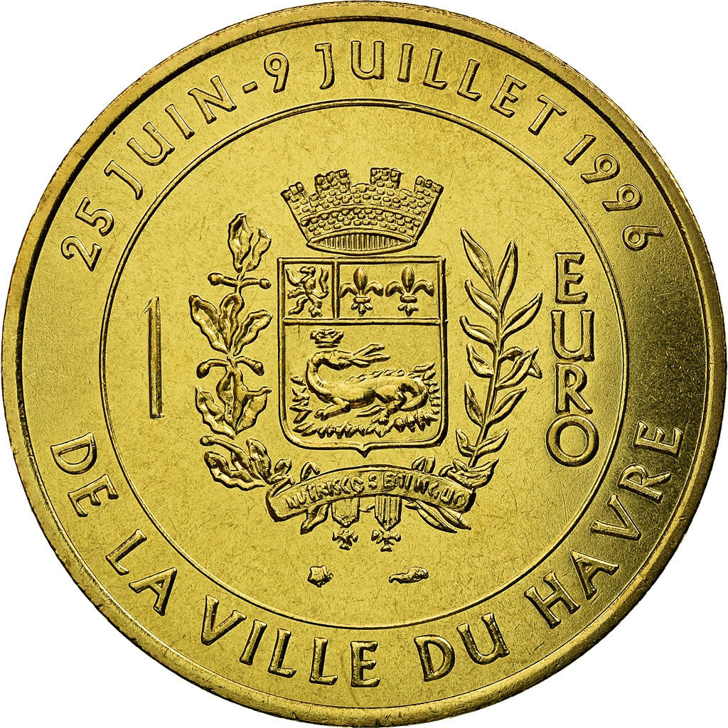 France, Medal, 1 Euro de la Ville du Havre, Pont de Normandie, 1996, MS(65-70)