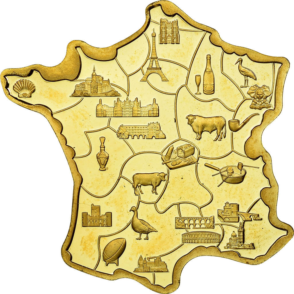 France, Medal, Les Régions de France, MS(65-70), Copper Gilt
