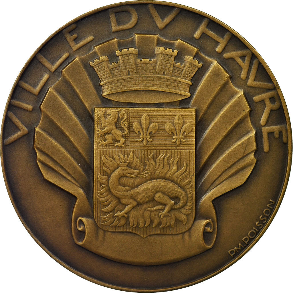 France, Medal, Ville du Havre, Poisson, MS(60-62), Bronze