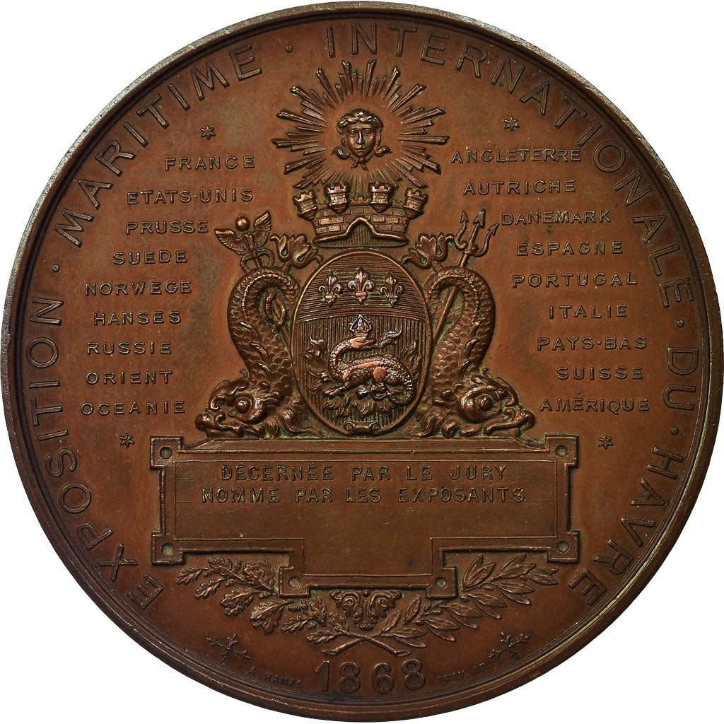 France, Médaille, Napoléon III, Exposition Internationale Maritime du Havre