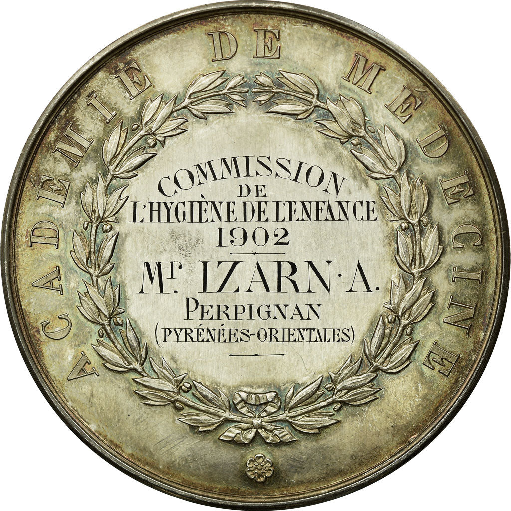France, Medal, Académie de Médecine, Hygiène de l'Enfance, Perpignan, 1902