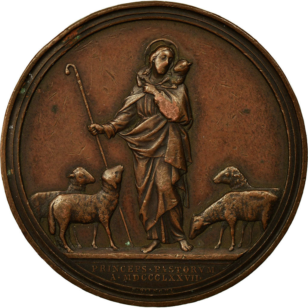 Vatican, Medal, Pie IX, Princeps Pastorum, 1877, Bianchi, EF(40-45), Bronze