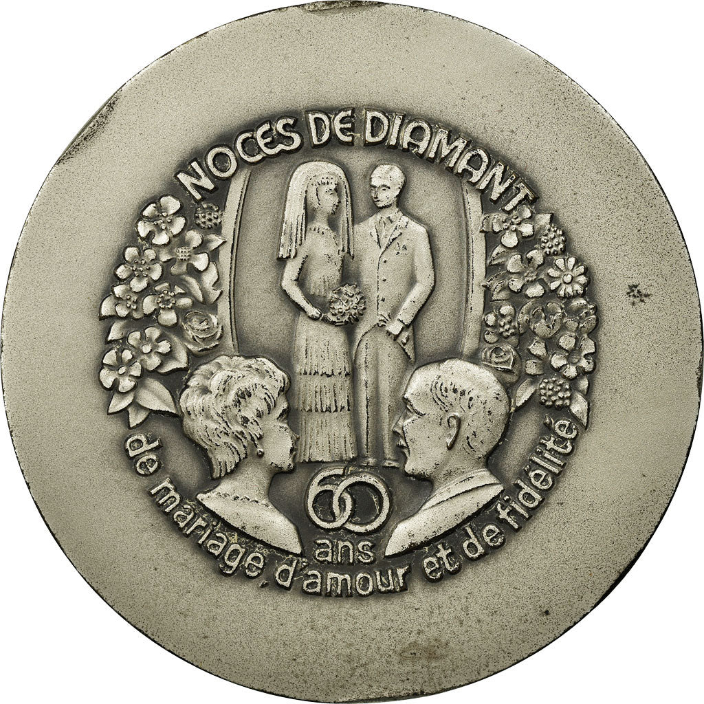 Francja, Medal, Mariage, Noces de Diamant, Le Havre, AU(50-53), Brąz