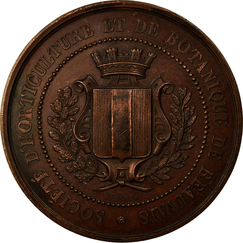 France, Medal, Société d'Horticulture de Beauvais, Bescher, AU(55-58), Copper