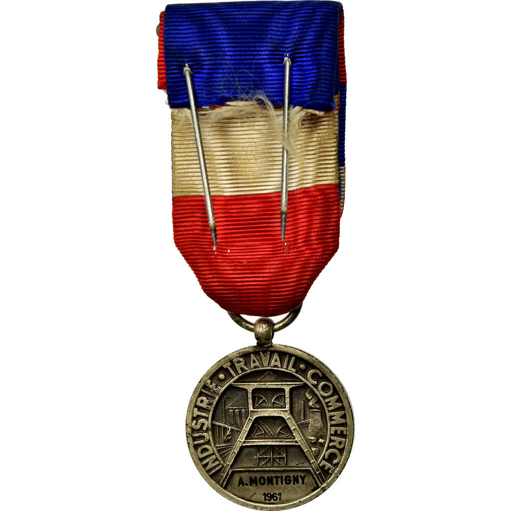 France, Industrie-Travail-Commerce, Medal, 1961, Very Good Quality, Silvered