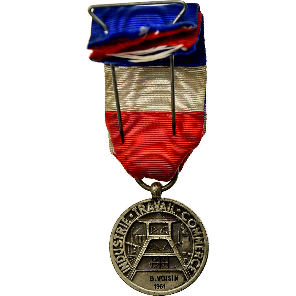 France, Industrie-Travail-Commerce, Medal, 1961, Very Good Quality, Silvered