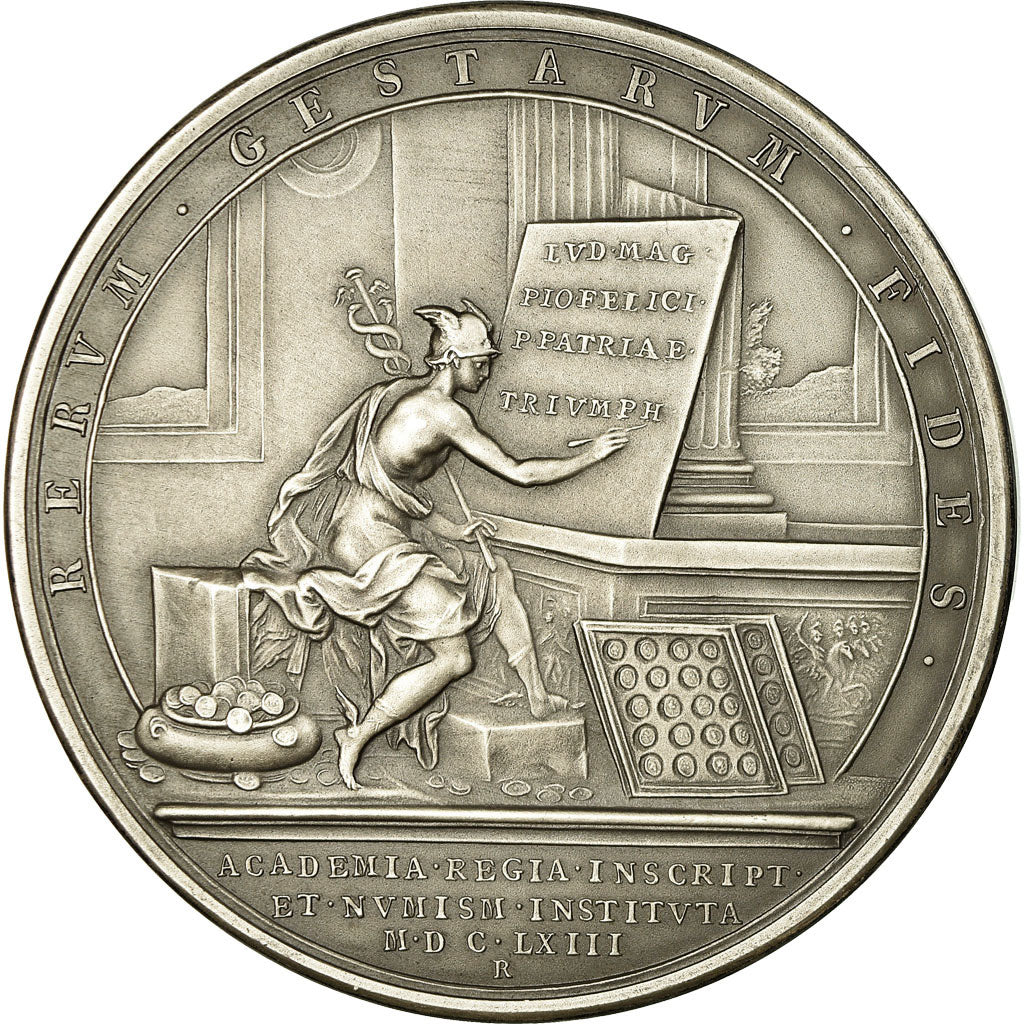 Francia, medalla, Louis XIV, établissement de l'Académie des Inscriptions et