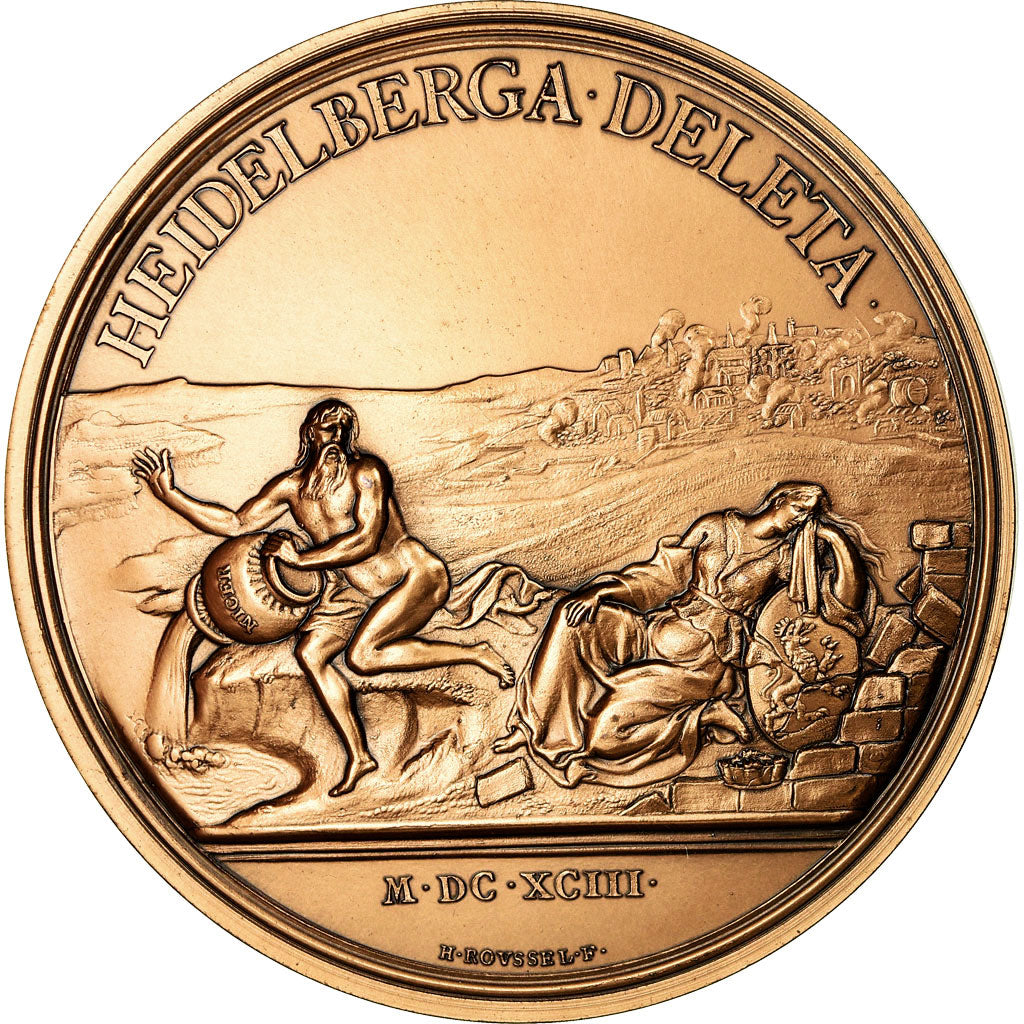 France, Medal, Louis XIV, Destruction d'Heidelberg, 1643, Restrike, MS(65-70)