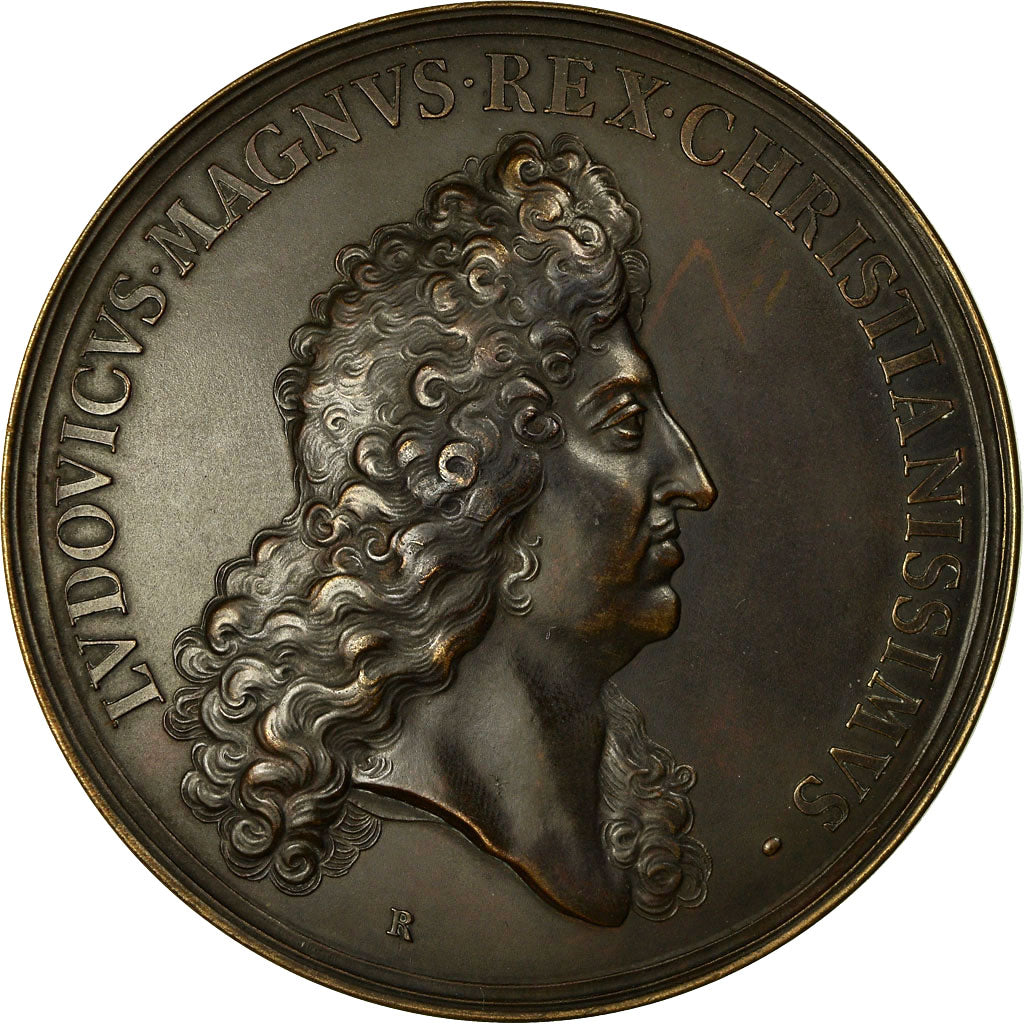 France, Médaille, Louis XIV, Strasbourg, 1681, Rottiers, Refrappe, SUP, Bronze