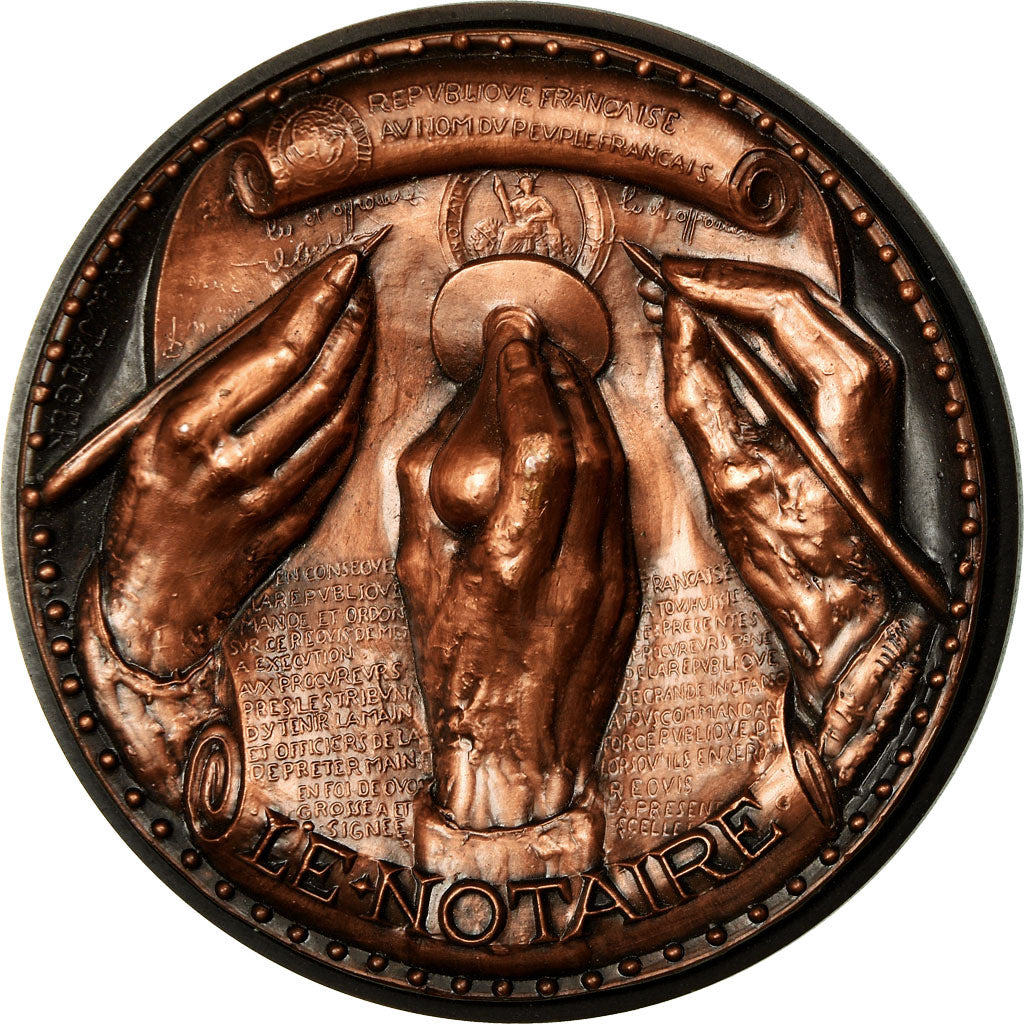 France, Medal, Art Moderne, Le Notaire, 1983, De Jaeger, MS(64), Copper
