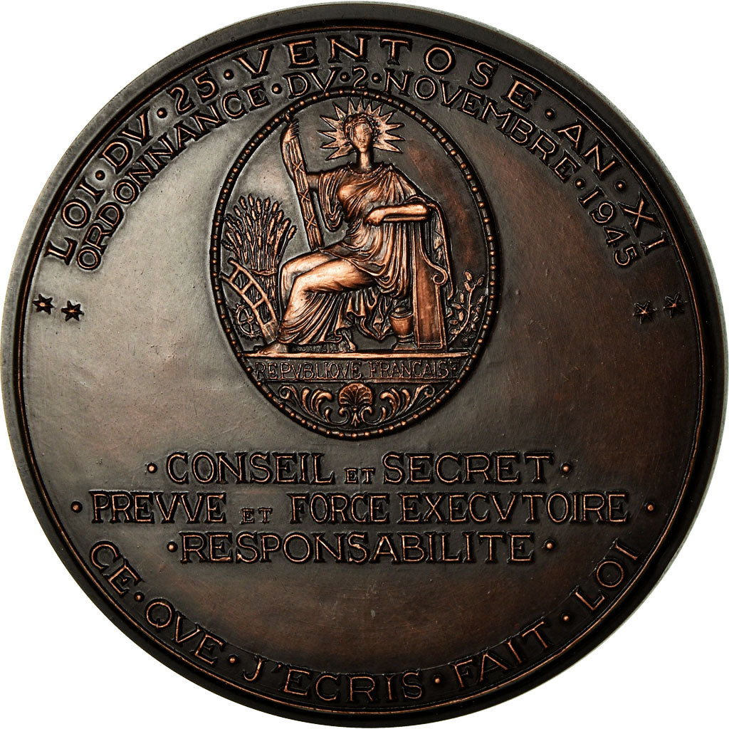 France, Medal, Art Moderne, Le Notaire, 1983, De Jaeger, MS(64), Copper