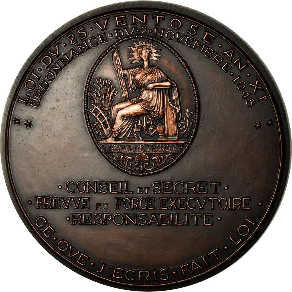 France, Medal, Art Moderne, Le Notaire, 1983, De Jaeger, MS(64), Copper