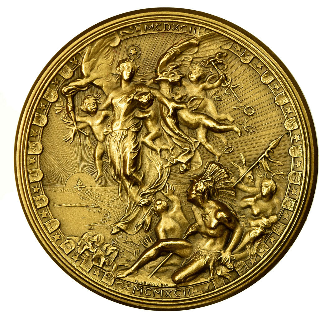 France, Medal, Christophe Colomb, Commémoration de la Découverte de