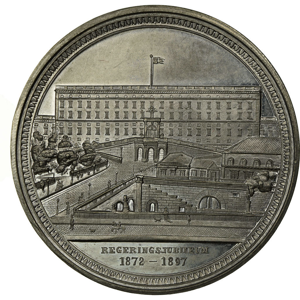 Suède, Médaille, Oscar II de Suède et de Norvège, 1897, SPL, Tin