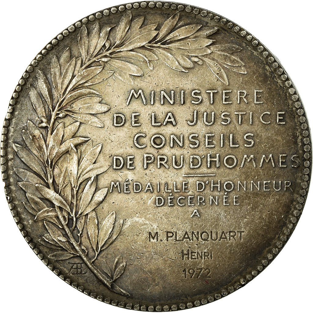 France, Medal, Ministère de la Justice, Conseils de Prud'hommes, 1972, A.