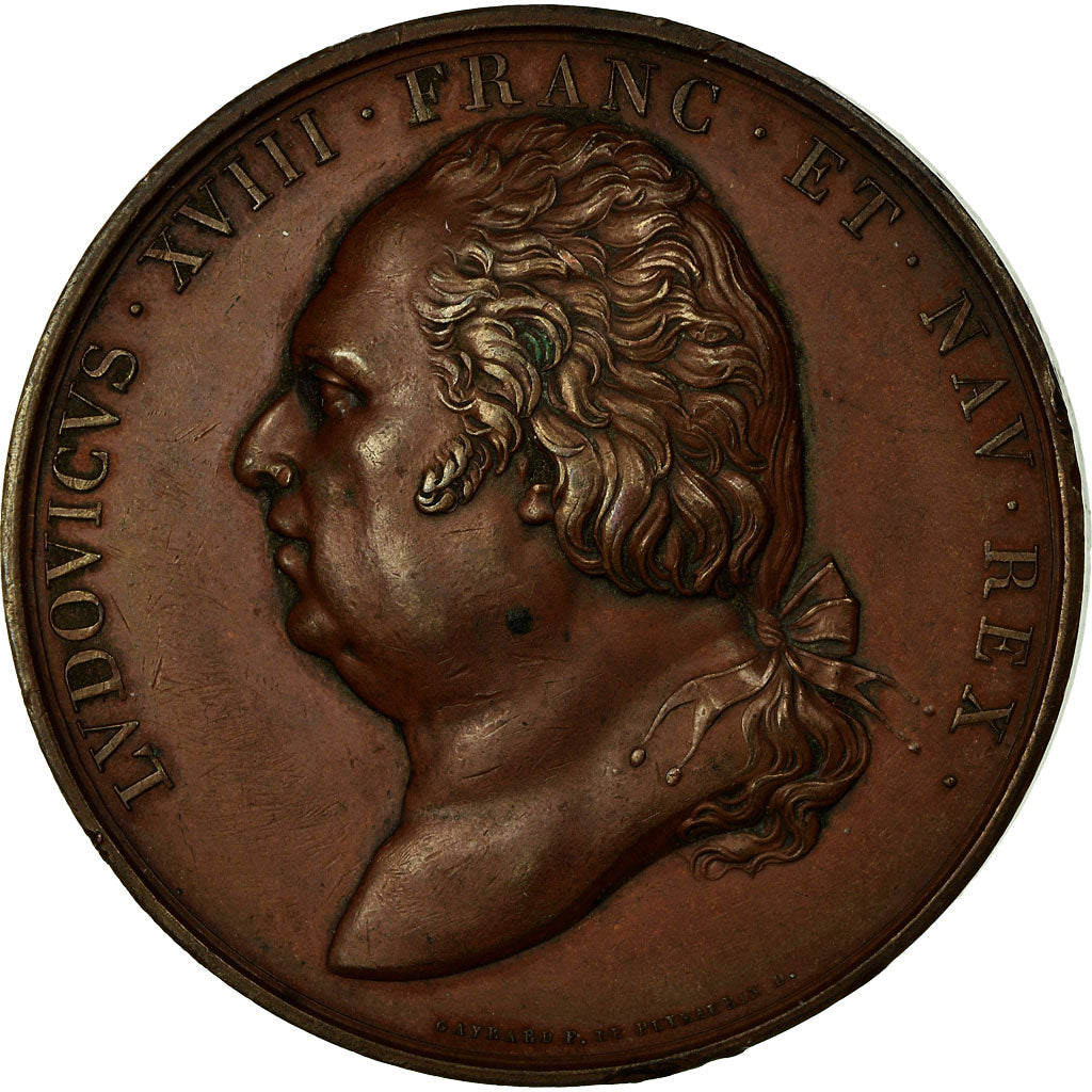 France, Medal, Louis XVIII, Restauration de la Statue de la Place des Victoires