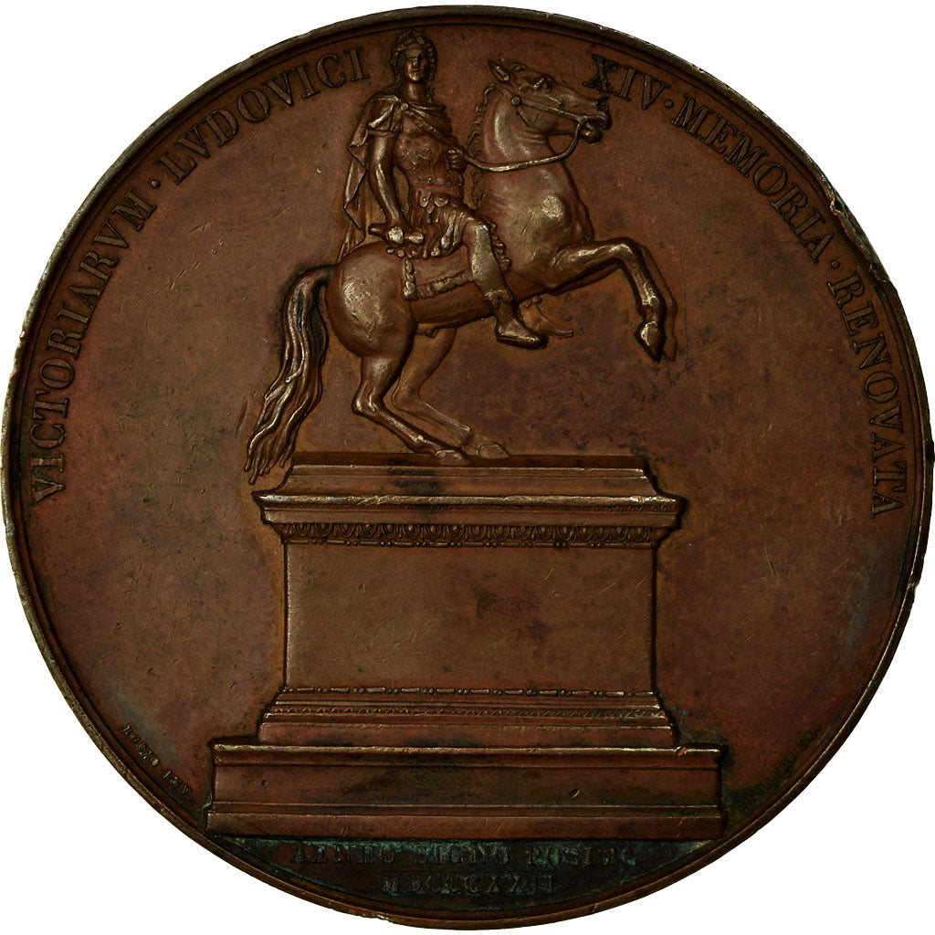 France, Medal, Louis XVIII, Restauration de la Statue de la Place des Victoires
