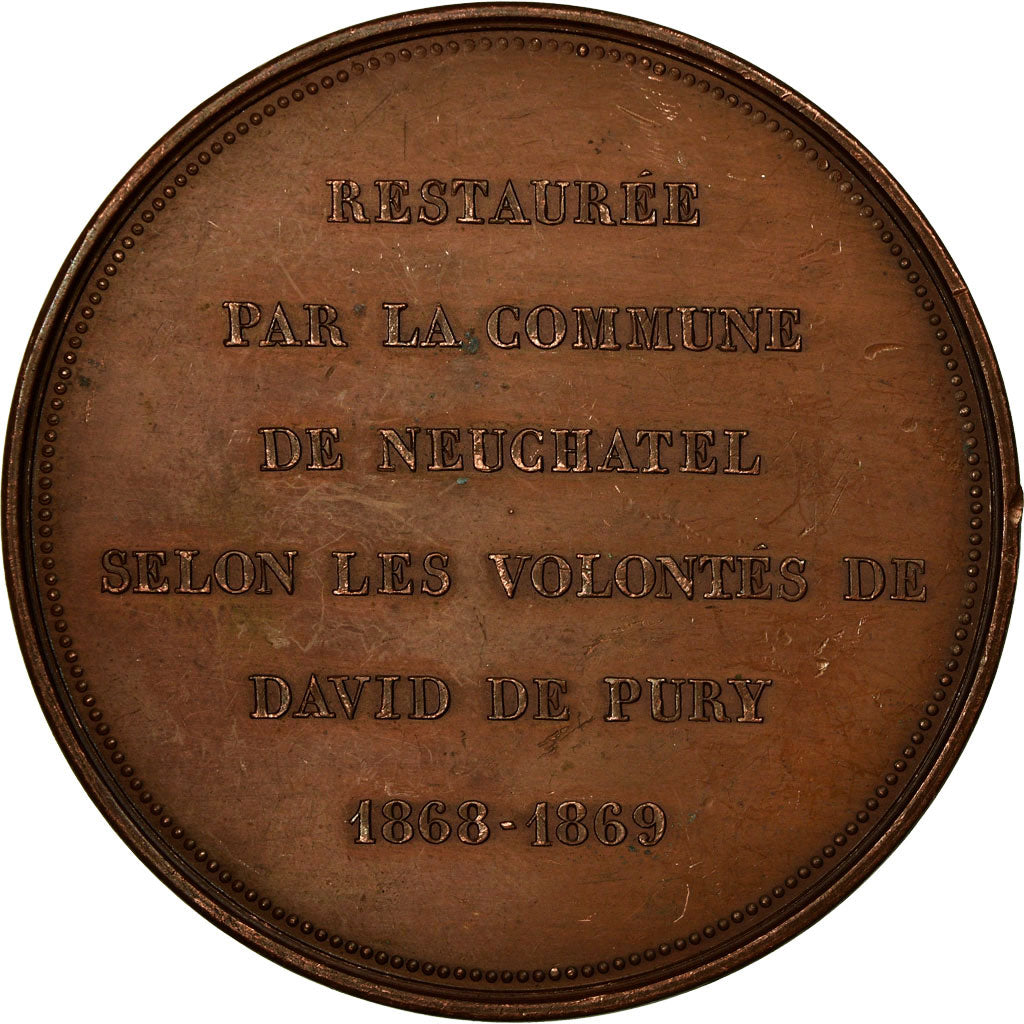 Switzerland, Medal, Restauration de la Collégiale de Neuchâtel, 1869, Landry