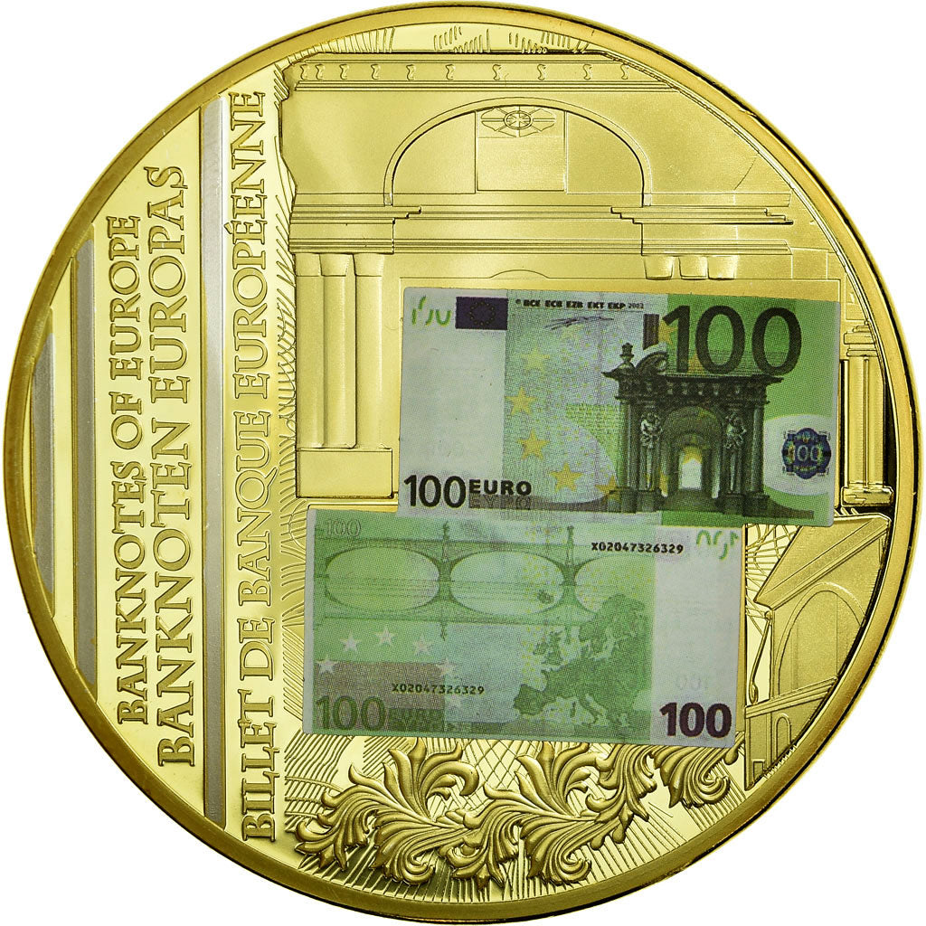 Frankrijk, Medaille, Billet de Banque Européenne, 100 Euro, FDC, Copper Gilt
