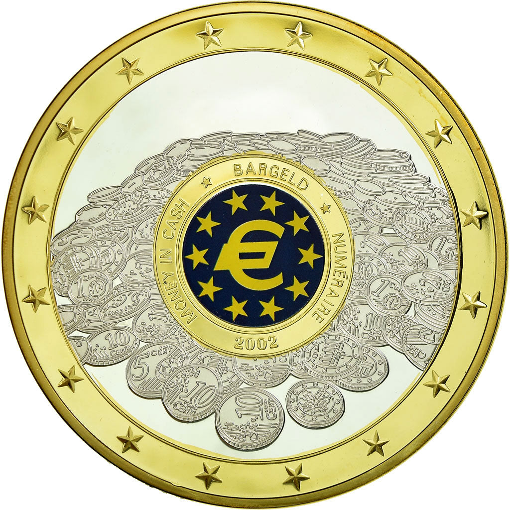 France, Medal, L'Euro Numéraire, 2002, MS(65-70), Copper Gilt