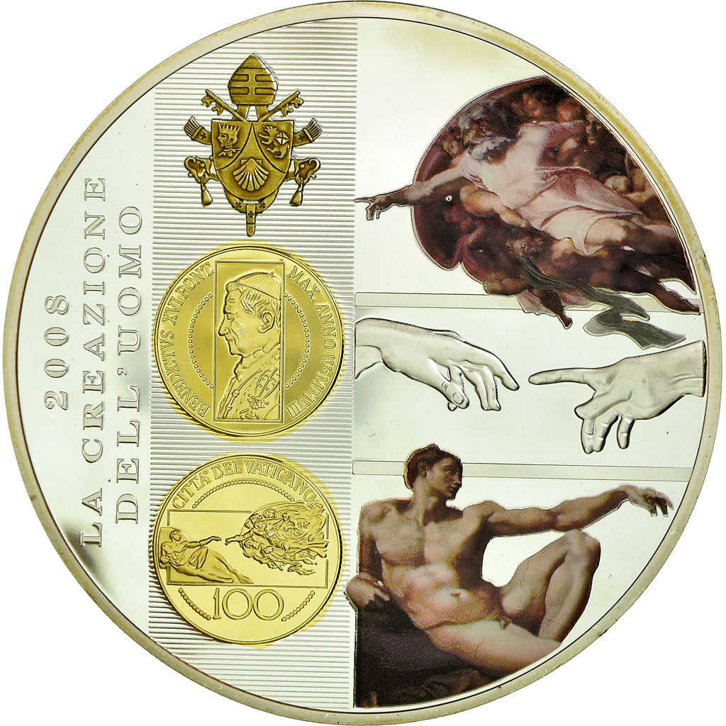 Vatican, Medal, La Creazione Dell' Uomo, 2008, MS(65-70), Copper Plated Silver