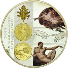 Vatican, Medal, La Creazione Dell' Uomo, 2008, MS(65-70), Copper Plated Silver