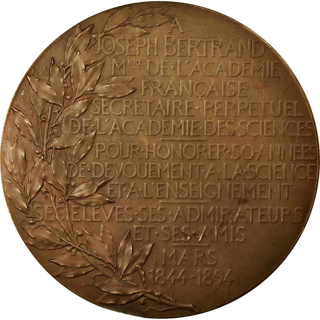 Francia, medaglia, Joseph Bertrand, Académie Française, 1894, Chaplain, SPL-