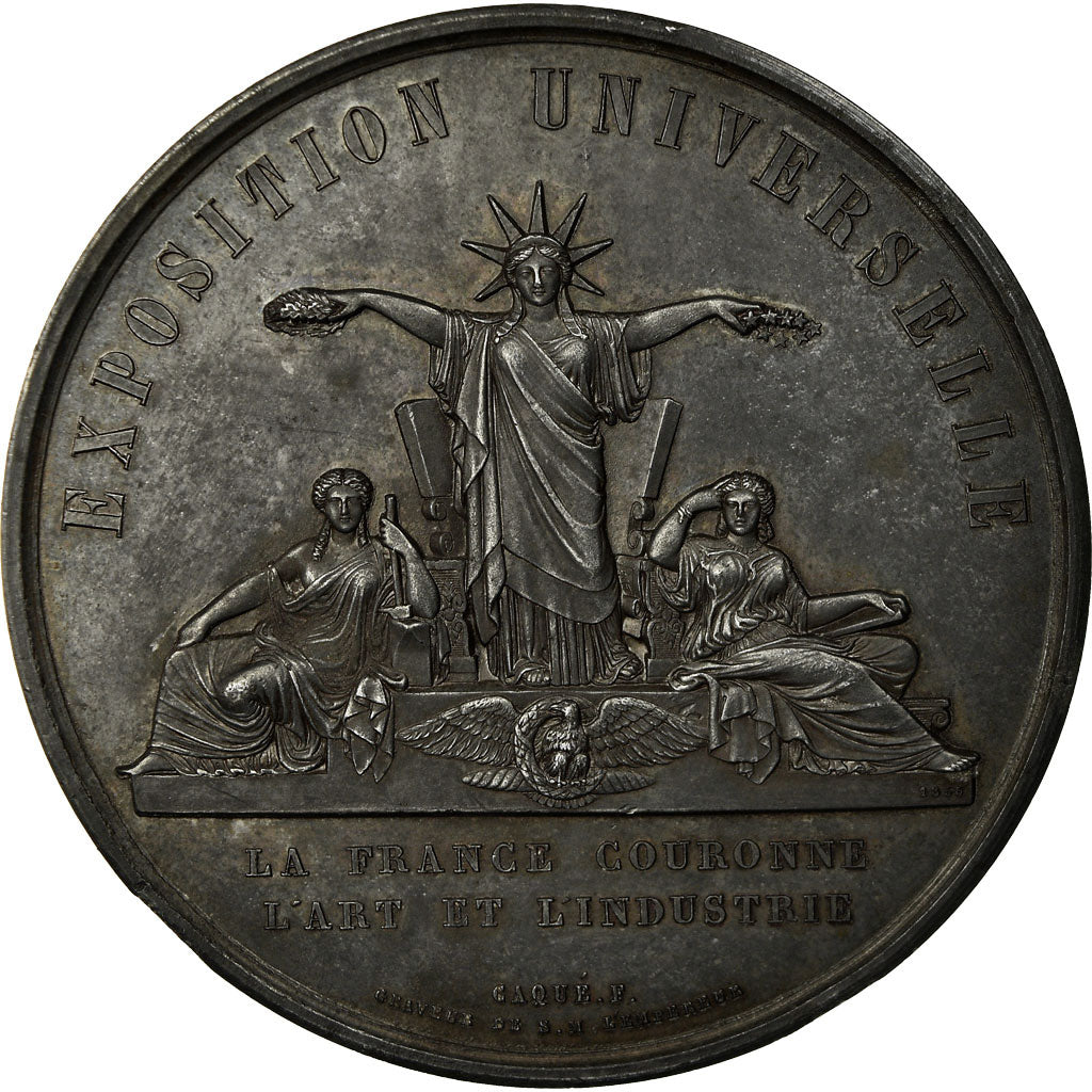 France, Medal, Napoléon III, Exposition Universelle de Paris, 1855, Caqué