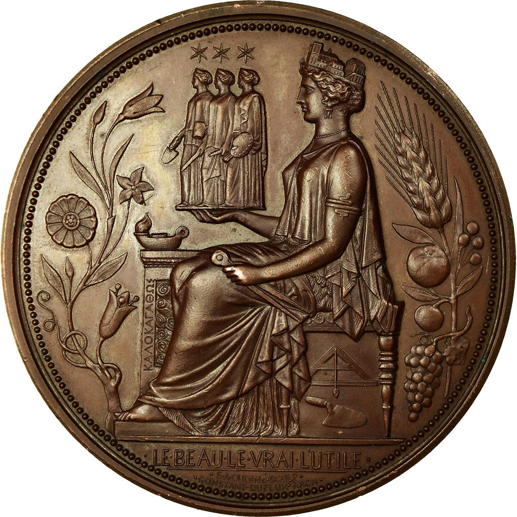 France, Médaille, Société Centrale des Architectes, 1878, Oudiné, SUP+