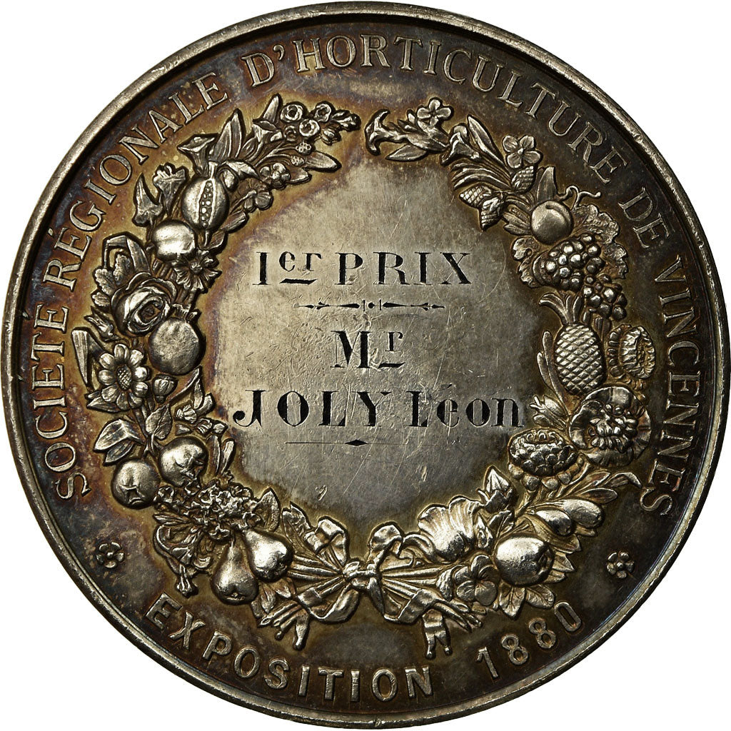 France, Medal, Société d'Horticulture de Vincennes, Exposition, 1880