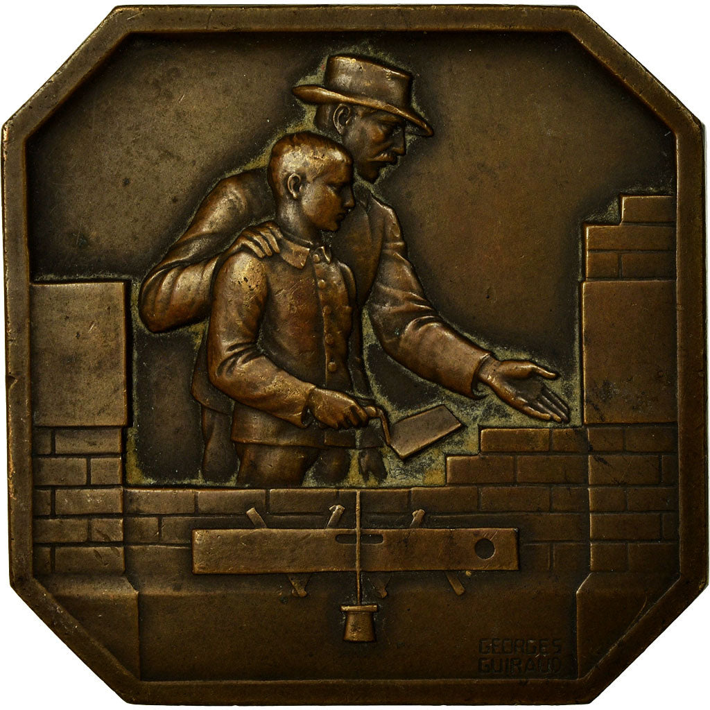 France, Medal, Chambre d'Apprentissage de la Maçonnerie, 1945, Guiraud