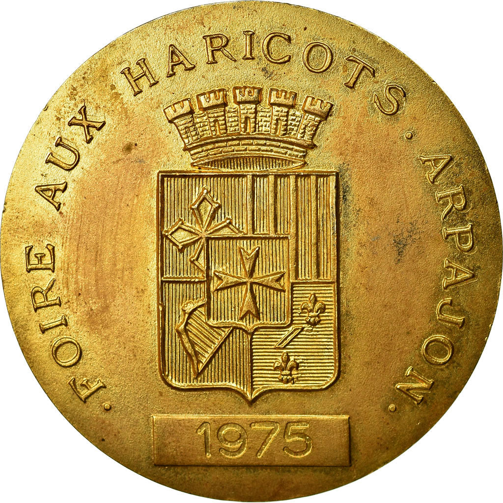 France, Médaille, Foire aux Haricots, Arpajon, 1975, Tschudin, SUP, Gilt Bronze