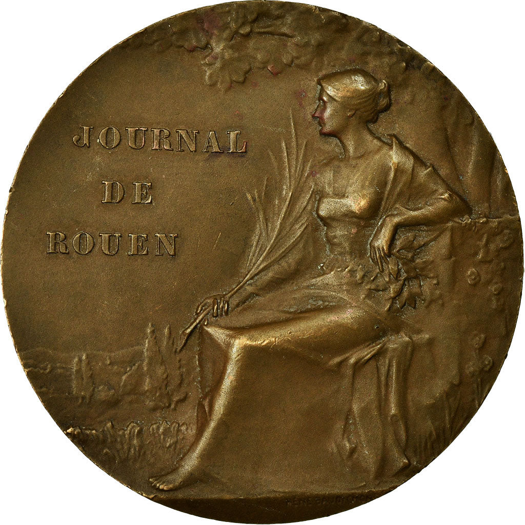 France, Medal, Journal de Normandie, Rouen, Baudichon, AU(50-53), Bronze