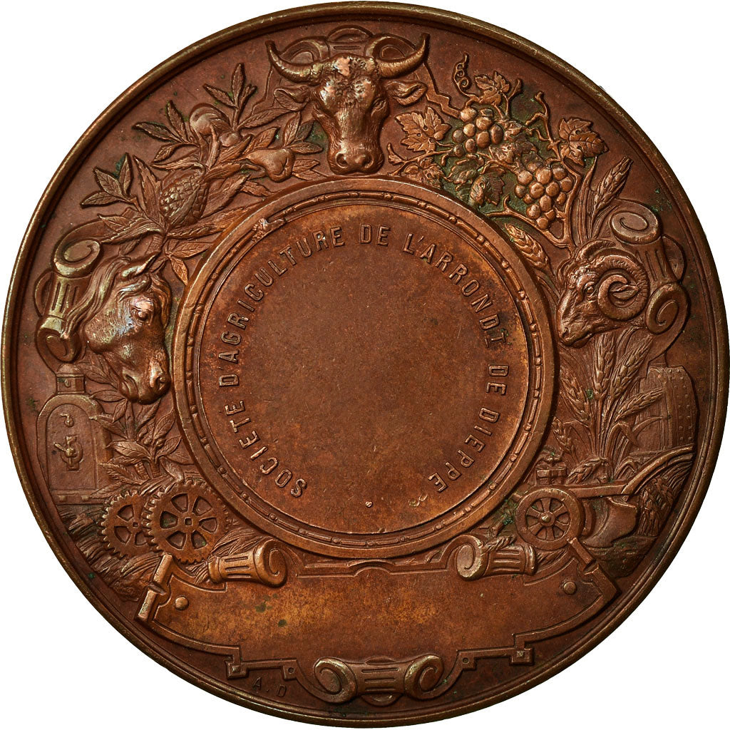 France, Medal, Société d'Agriculture de Dieppe, Desaide, AU(55-58), Copper