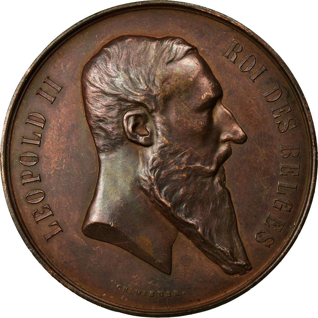 Belgium, Medal, Léopold II, Exposition Nationale, 1880, Wiener, AU(50-53)