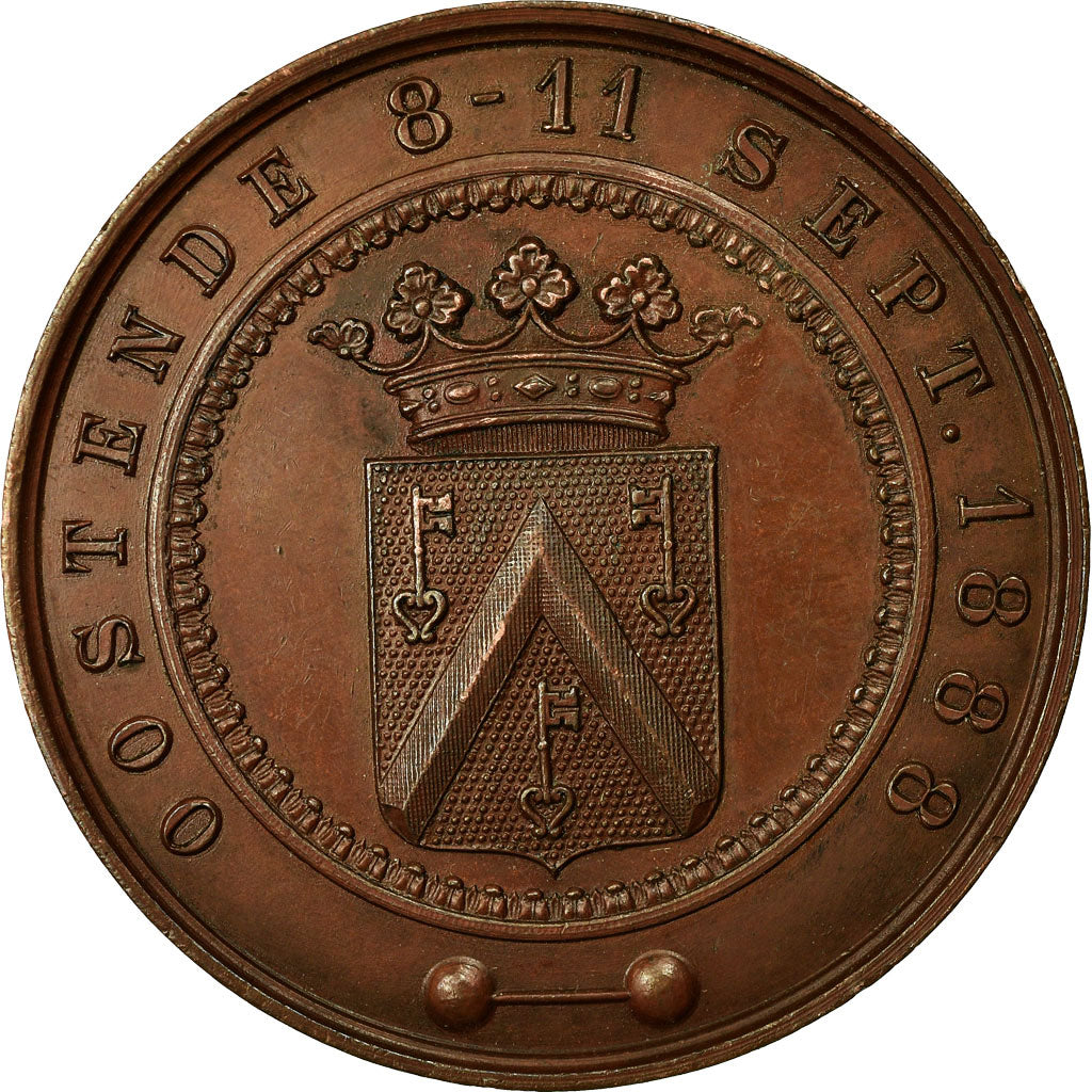 Bélgica, Medal, 18ème Fête Fédérale , Ostende, 1888, AU(55-58), Cobre