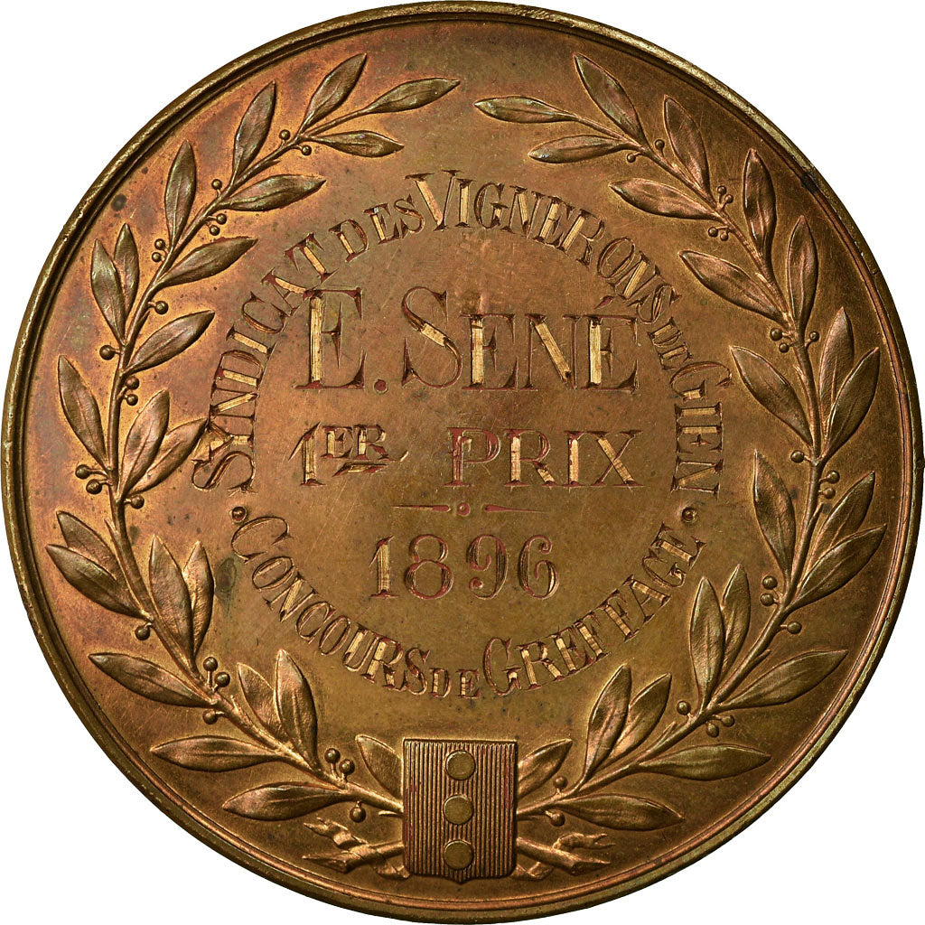 France, Medal, Syndicat des Vignerons de Gien, Concours de Greffage, 1896