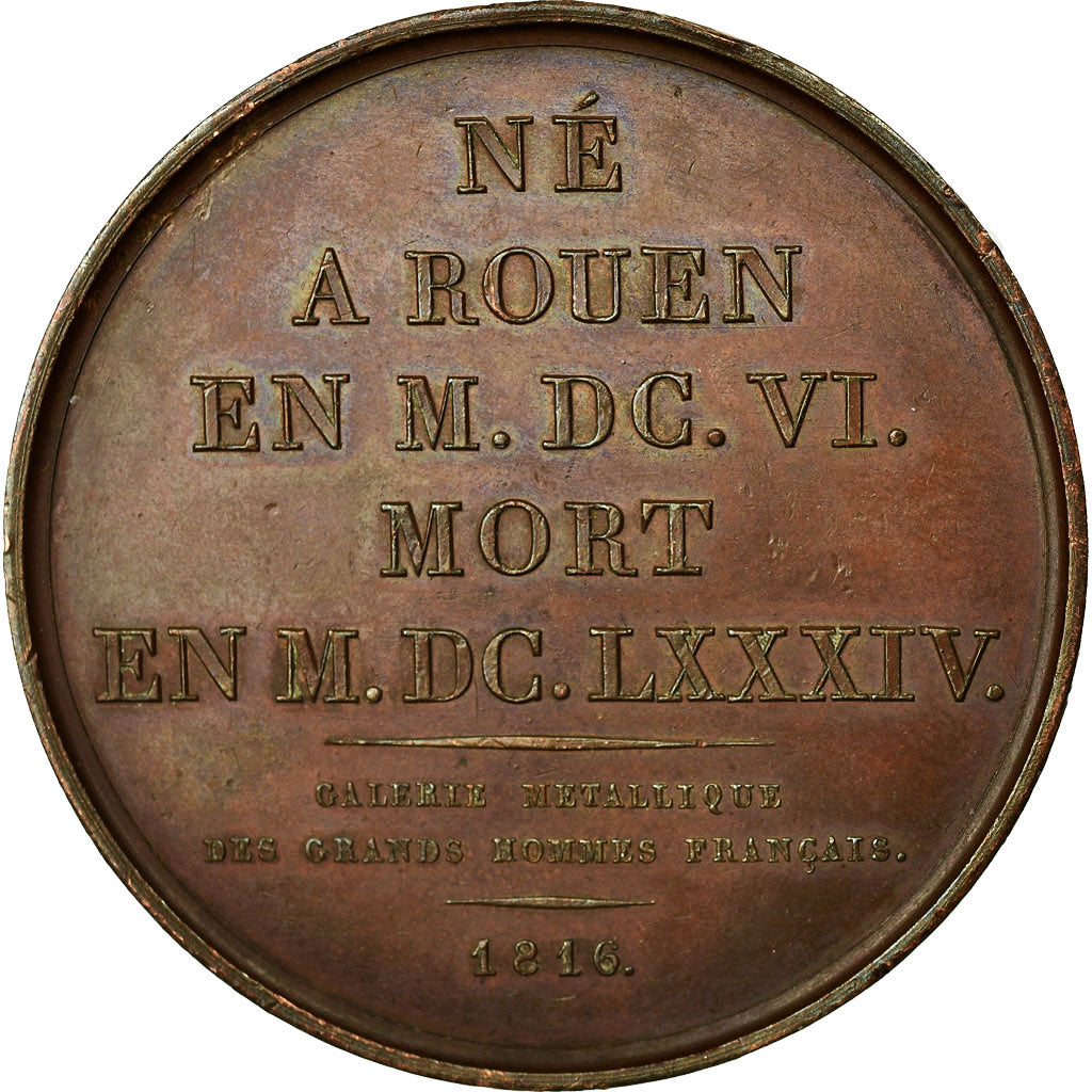 France, Medal, Pierre Corneille, Rouen, 1816, Gatteaux, AU(55-58), Bronze