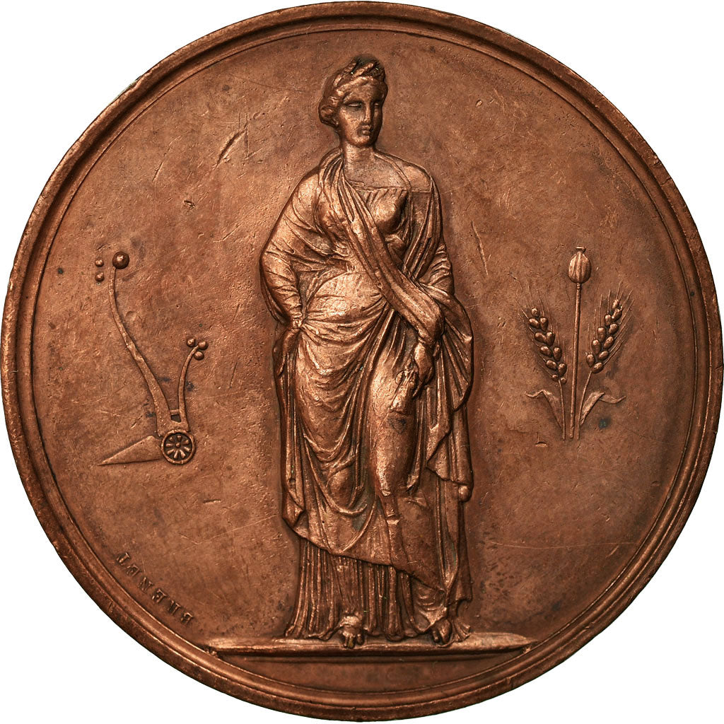 França, Medal, Napoléon III, Agriculture, Brenet, AU(50-53), Cobre