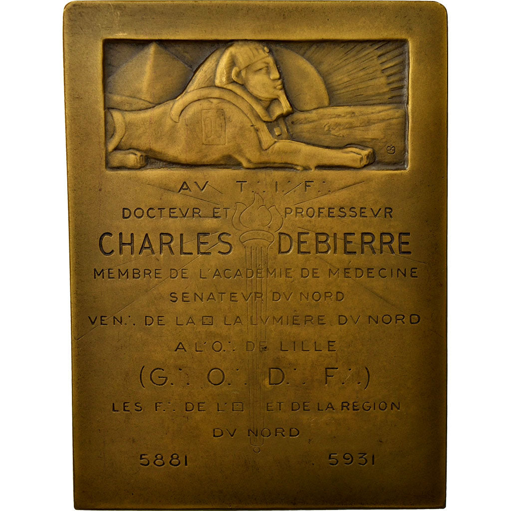 France, Medal, Masonic, Le très Illustre Frères Charles Debierre, Orient de