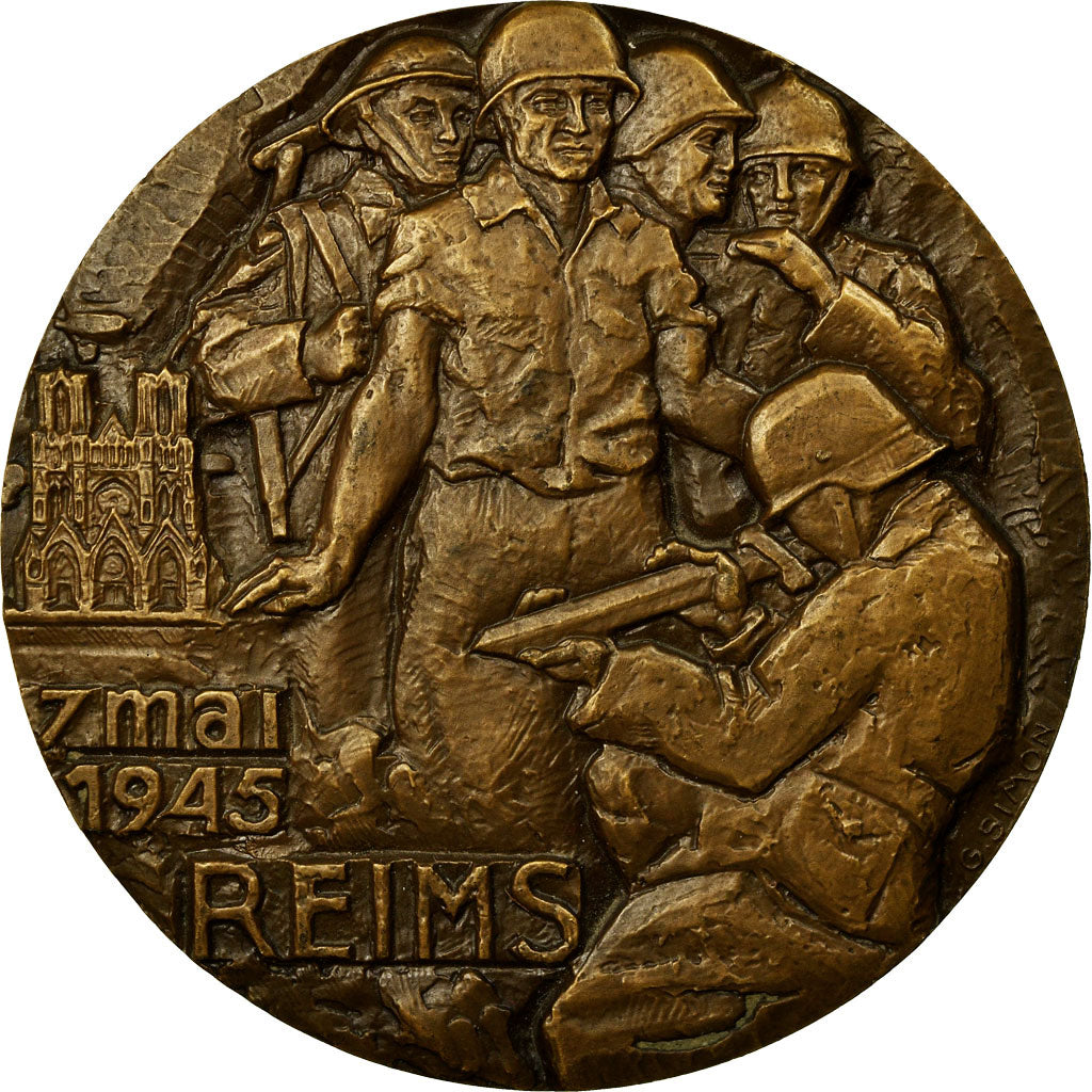 France, Medal, Seconde Guerre Mondiale,Armées Alliés, Reims, Simon, MS(63)