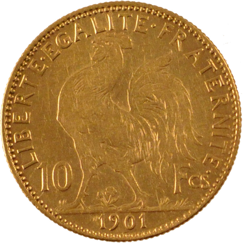 FRANCE, Marianne, 10 Francs, 1901, Paris, KM #846, AU(50-53), Gold, Gadoury...