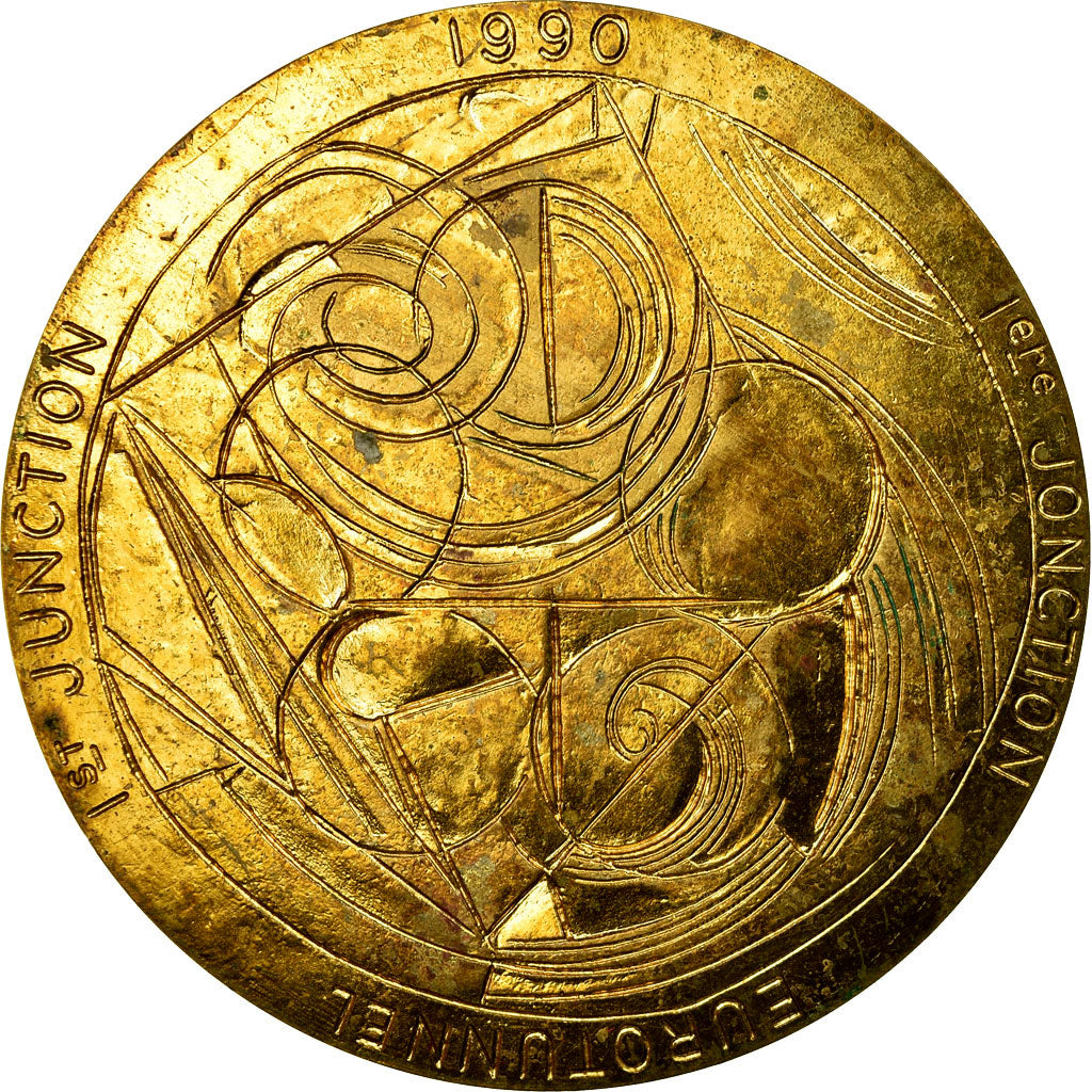 France, Medal, Eurotunnel, Première Jonction, 1990, VF(30-35), Bronze